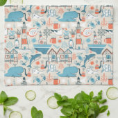 North Zee Cute Doodle Patroon Theedoek (Gevouwen)