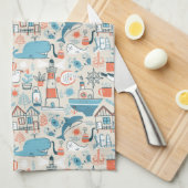 North Zee Cute Doodle Patroon Theedoek (Quarter Fold)