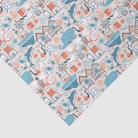 North Zee Cute Doodle Patroon Tissuepapier (Detail)