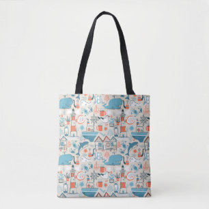 North Zee Cute Doodle Patroon Tote Bag