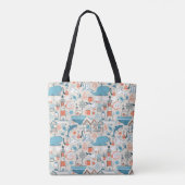 North Zee Cute Doodle Patroon Tote Bag (Achterkant)