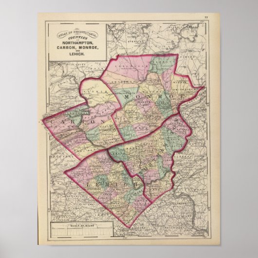 Northampton, Carbon, Monroe, provincie Lehigh Poster (Voorkant)