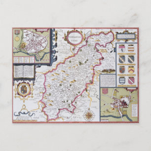 Northamtonshire, gegraveerd door Jodocus Hondius Briefkaart