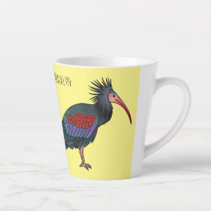 Northern bald ibis bird cartoon illustratie latte mok