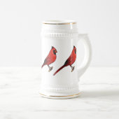 Northern cardinal bird cartoon illustratie bierpul (Voorkant rechts)
