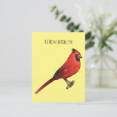Northern cardinal bird cartoon illustratie briefkaart (Staand voorkant)