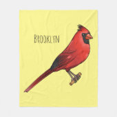Northern cardinal bird cartoon illustratie fleece deken (Voorkant)