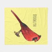 Northern cardinal bird cartoon illustratie fleece deken (Voorkant (Horizontaal))