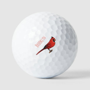 Northern cardinal bird cartoon illustratie golfballen