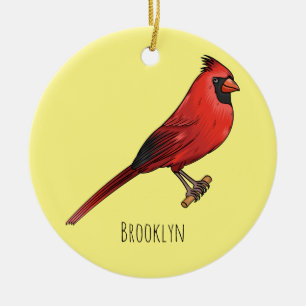 Northern cardinal bird cartoon illustratie keramisch ornament