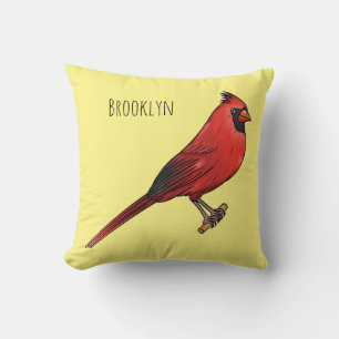 Northern cardinal bird cartoon illustratie kussen