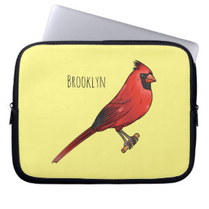 Northern cardinal bird cartoon illustratie laptop sleeve