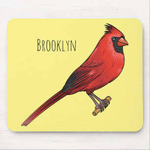 Northern cardinal bird cartoon illustratie muismat