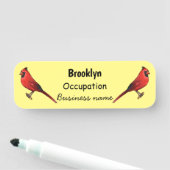 Northern cardinal bird cartoon illustratie naamplaatje (In situ)