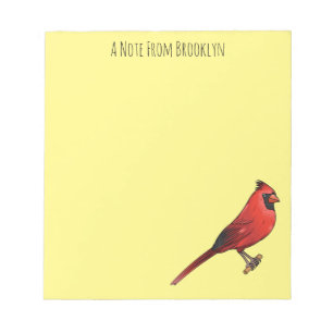 Northern cardinal bird cartoon illustratie notitieblok