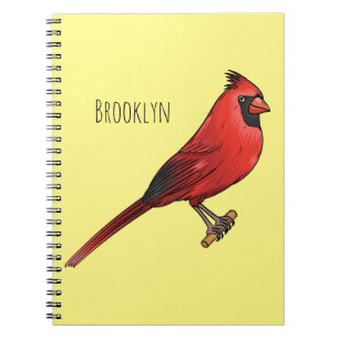 Northern cardinal bird cartoon illustratie notitieboek