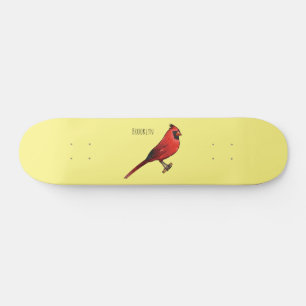 Northern cardinal bird cartoon illustratie persoonlijk skateboard