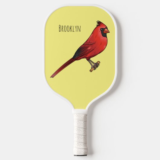 Northern cardinal bird cartoon illustratie pickleball paddle (Voorkant)