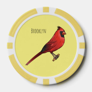 Northern cardinal bird cartoon illustratie poker chips
