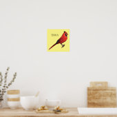 Northern cardinal bird cartoon illustratie poster (Keuken)