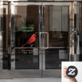Northern cardinal bird cartoon illustratie raamsticker (Kantoordeur)