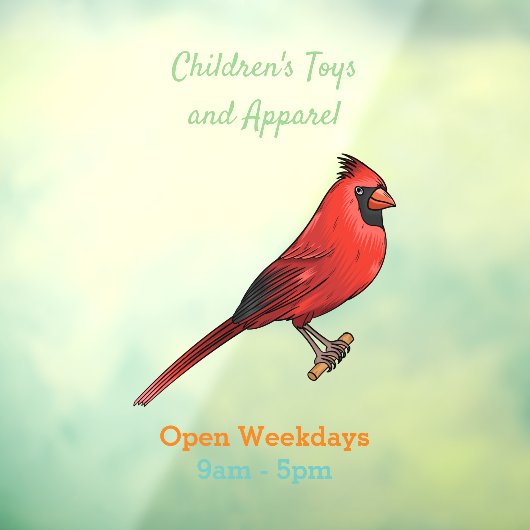 Northern cardinal bird cartoon illustratie raamsticker (Vel 3)