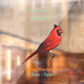 Northern cardinal bird cartoon illustratie raamsticker (Vel 2)