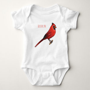 Northern cardinal bird cartoon illustratie romper