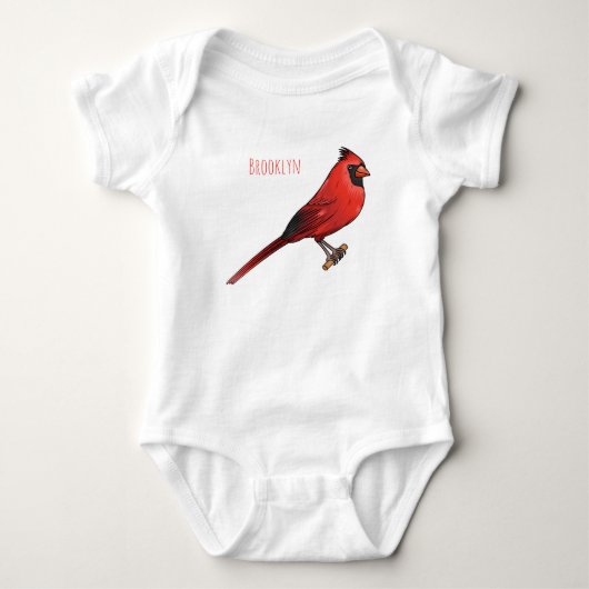 Northern cardinal bird cartoon illustratie romper (Voorkant)
