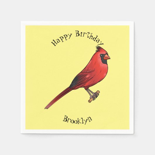 Northern cardinal bird cartoon illustratie servet (Voorkant)