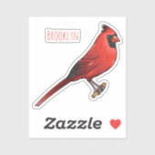 Northern cardinal bird cartoon illustratie sticker (Vel)