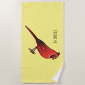 Northern cardinal bird cartoon illustratie strandlaken (Voorkant)