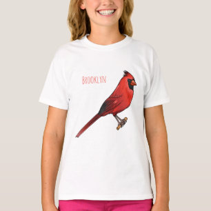 Northern cardinal bird cartoon illustratie t-shirt