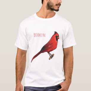 Northern cardinal bird cartoon illustratie t-shirt
