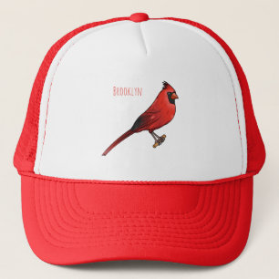 Northern cardinal bird cartoon illustratie trucker pet