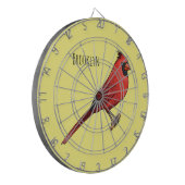 Northern cardinal bird cartoon illustration dartbord (Voorkant Links)