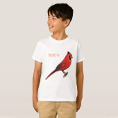Northern cardinal bird cartoon illustration  t-shirt (Voorkant volledig)