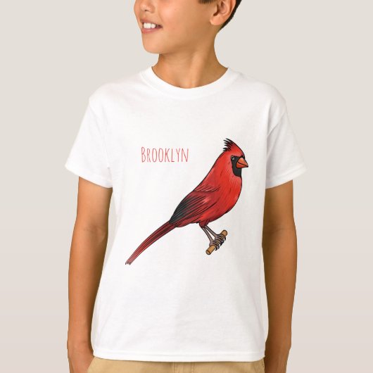 Northern cardinal bird cartoon illustration  t-shirt (Voorkant)