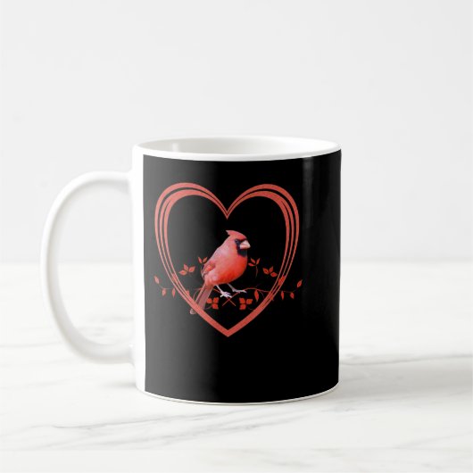 Northern Cardinal Bird in Heart Koffiemok (Links)