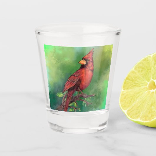 Northern Cardinal Shot Glass Glas (Voorkant)