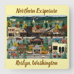 "Northern Exposure" ~ Roslyn, Washington Vierkante Klok