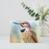 Northern Flicker Bird Art Briefkaart (Staand voorkant)