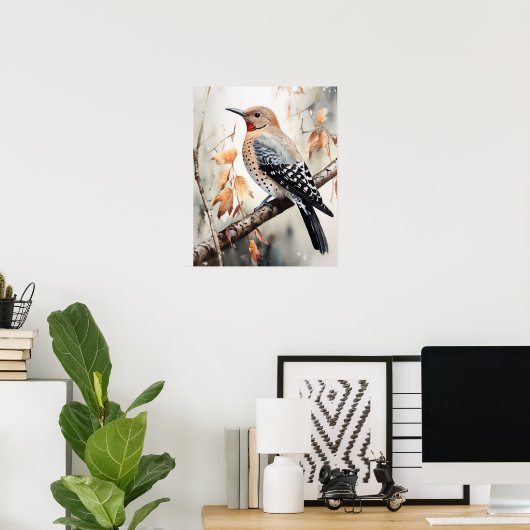 Northern Flicker Bird Art Print Poster (Thuiskantoor)