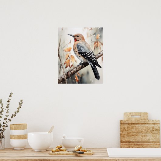 Northern Flicker Bird Art Print Poster (Keuken)