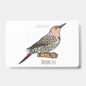 Northern flicker bird cartoon illustration badge (Achterkant)