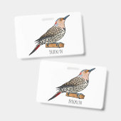 Northern flicker bird cartoon illustration badge (Voor- en achterkant)