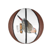 Northern flicker bird cartoon illustration basketbal (Verticaal)