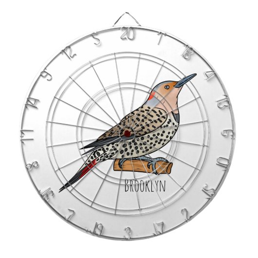 Northern flicker bird cartoon illustration dartbord (Voorkant)