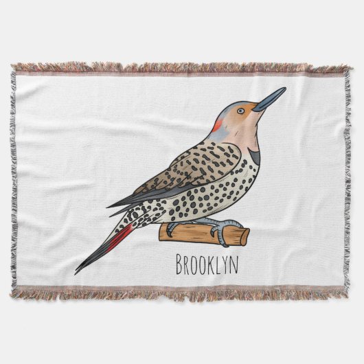 Northern flicker bird cartoon illustration deken (Voorkant)