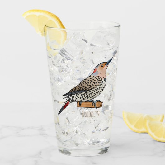 Northern flicker bird cartoon illustration glas (Voorkant ijs)